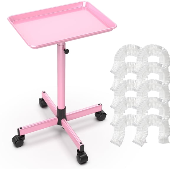 TASALON Premium Salon Tray Cart with 10 pcs Tray Film,  Adjustable Height Trolley with Wheels