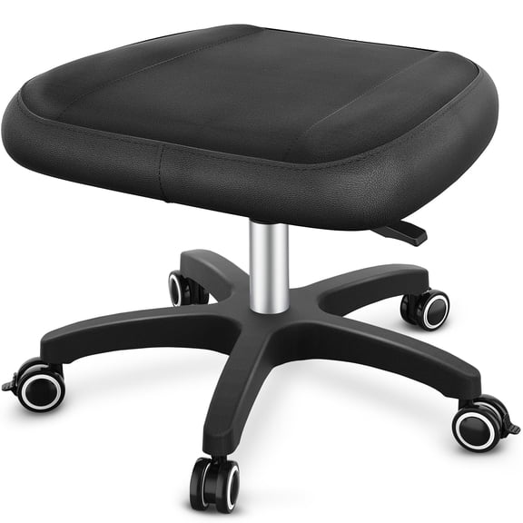 TASALON Multi-Use Footrest Stool Adjustable Height with 360 Rolling Lockable Wheels- Black