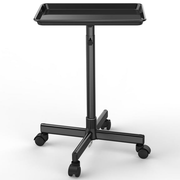 TASALON Premium Rolling Salon Tray, Adjustable Height, Aluminum Trolley with Wheels - Black