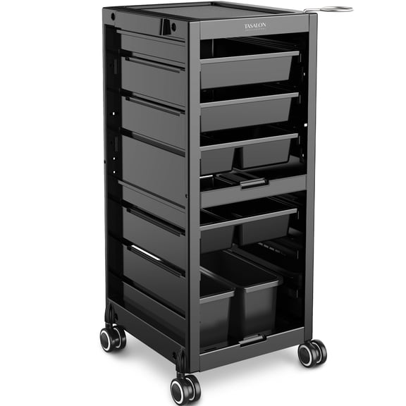 TASALON Professional Salon Trolley Cart, Hair Salon Equipment for Salon Station, Space Saving Salon Hair Cart 4 Drawers & 2 Storage Baskets, Salon Stations for Hair Stylist, Multipurpose Tool Cart