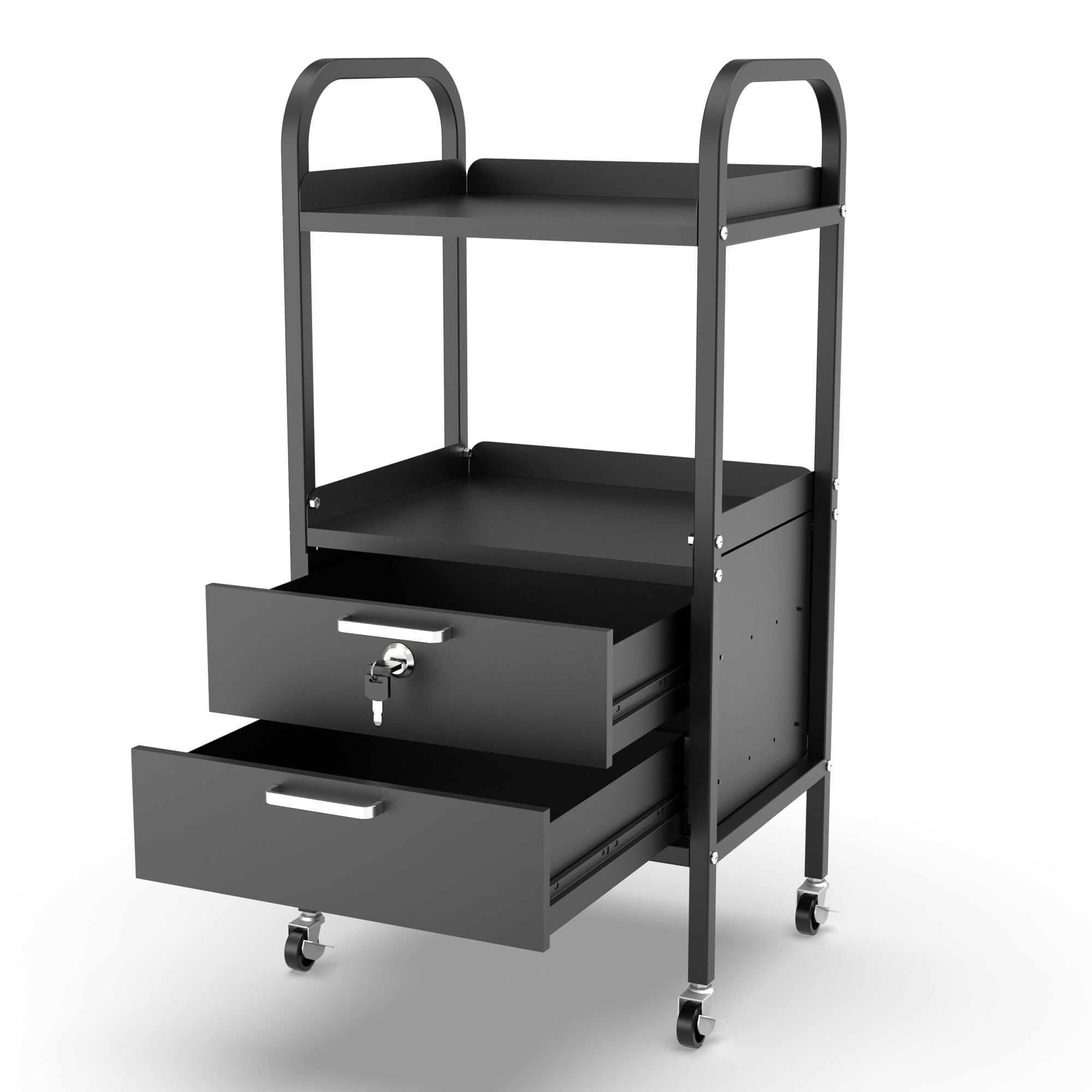 TASALON Salon Metal Trolley with Drawers, Hair Salon Cart 4-Tier