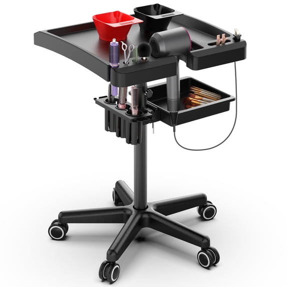 TASALON Salon Tray on Wheels with Drawers and Tool Holder, Rolling Hair Tools Organizer Cart , Black