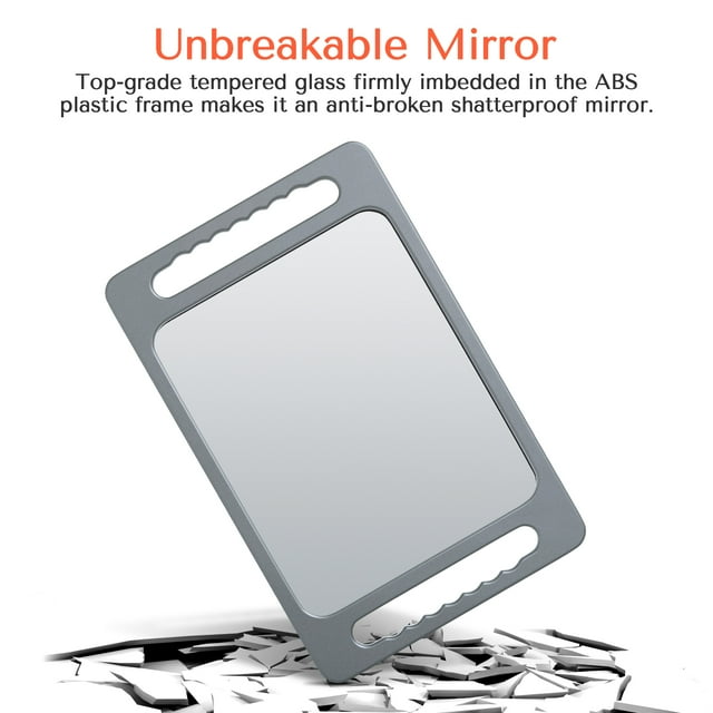 TASALON Unbreakable Hand Mirror with Double Handle Large Handheld