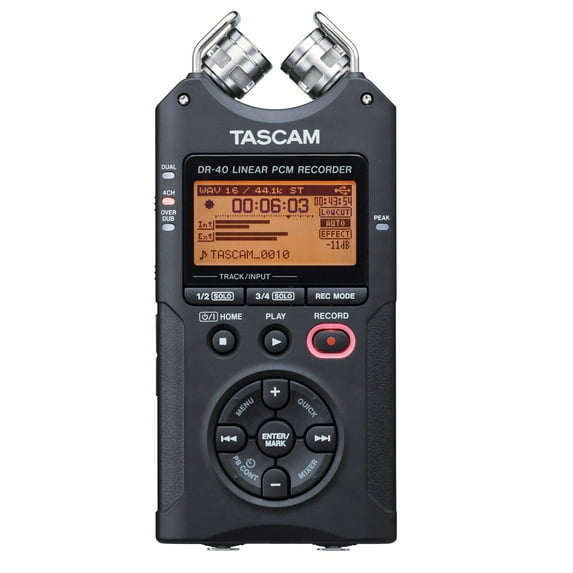 TASCAM DR-40 Linear PCM Handheld Digital Audio Recorder w/Battery Pack & SD Card