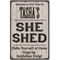 thumbnail image 1 of TASHA'S She Shed Sign Lady Cave Gift 8 x 12 Matte Finish Metal 108120082461, 1 of 1
