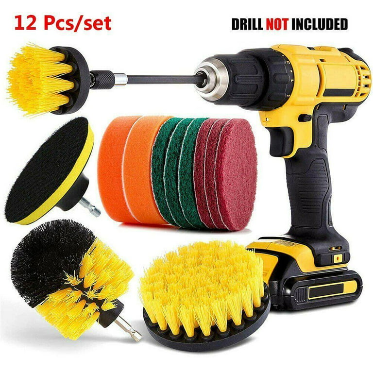 TASHHAR 12PCS Drill Brush Attachment Set Tile Grout Power Scrubber Cleaner  Kit Spin for Bathroom Surfaces Tub, Shower Wall, Kitchen and Car(Electric  drill not included) 