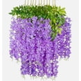 thumbnail image 1 of TASHHAR 12Pcs Wisteria Hanging Flowers Artificial Wisteria Vine Garland Fake Flower Plants Home Party Garden Wedding Decor Purple, 1 of 6