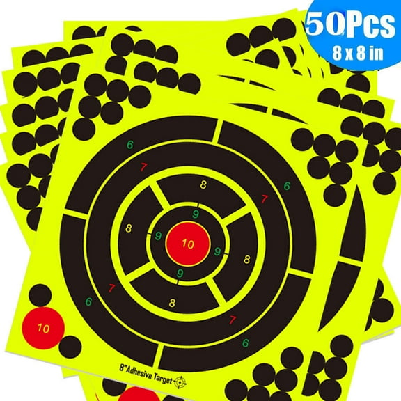 TASHHAR 8'' Shooting Targets 50pcs Reactive Splatter Range Paper Target Gun Shoot Rifle