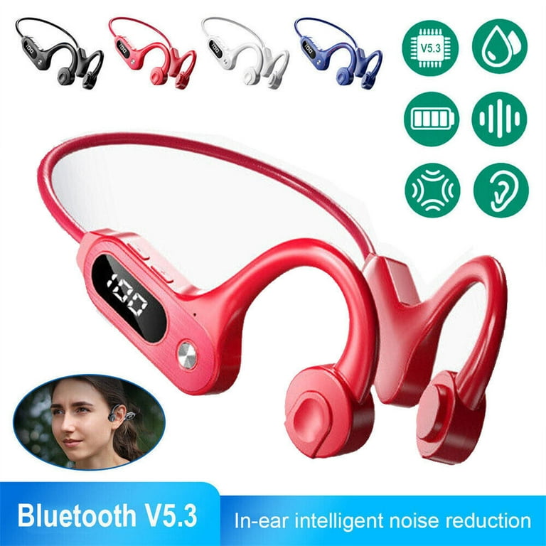 TASHHAR Bluetooth Bone Conduction Headphones 5.3 Open Earphones Wireless Earbuds Noise Cancelling Outdoor Sport Headset for Running Cycling Fitness