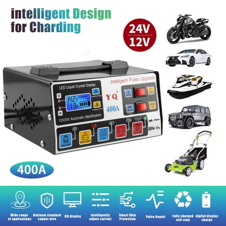 TASHHAR Car Battery Charger Heavy Duty Smart Automatic Pulse Repair Starter for Motorcycle, ATV and Cycle Batteries