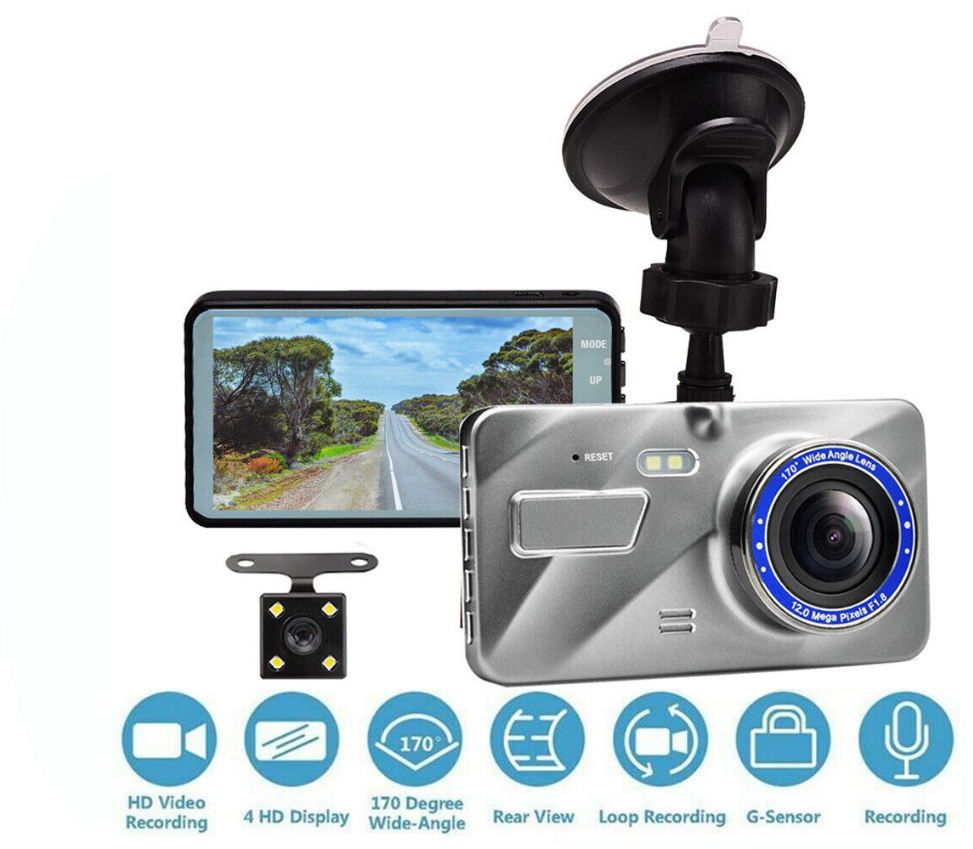 TASHHAR Car Dash Cam Dual Lens 1080P HD DVR Front or Rear Video Camera