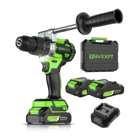TASHHAR Electric Impact Driver Set Cordless Brushless Drill 21V Power Hammer with 1056 In-Lb Torque, 2 Battery, 1/2'' Chuck, 2 Speed Drill Driver Kit for Wood, Concrete, Metal, Masonry, DIY Project