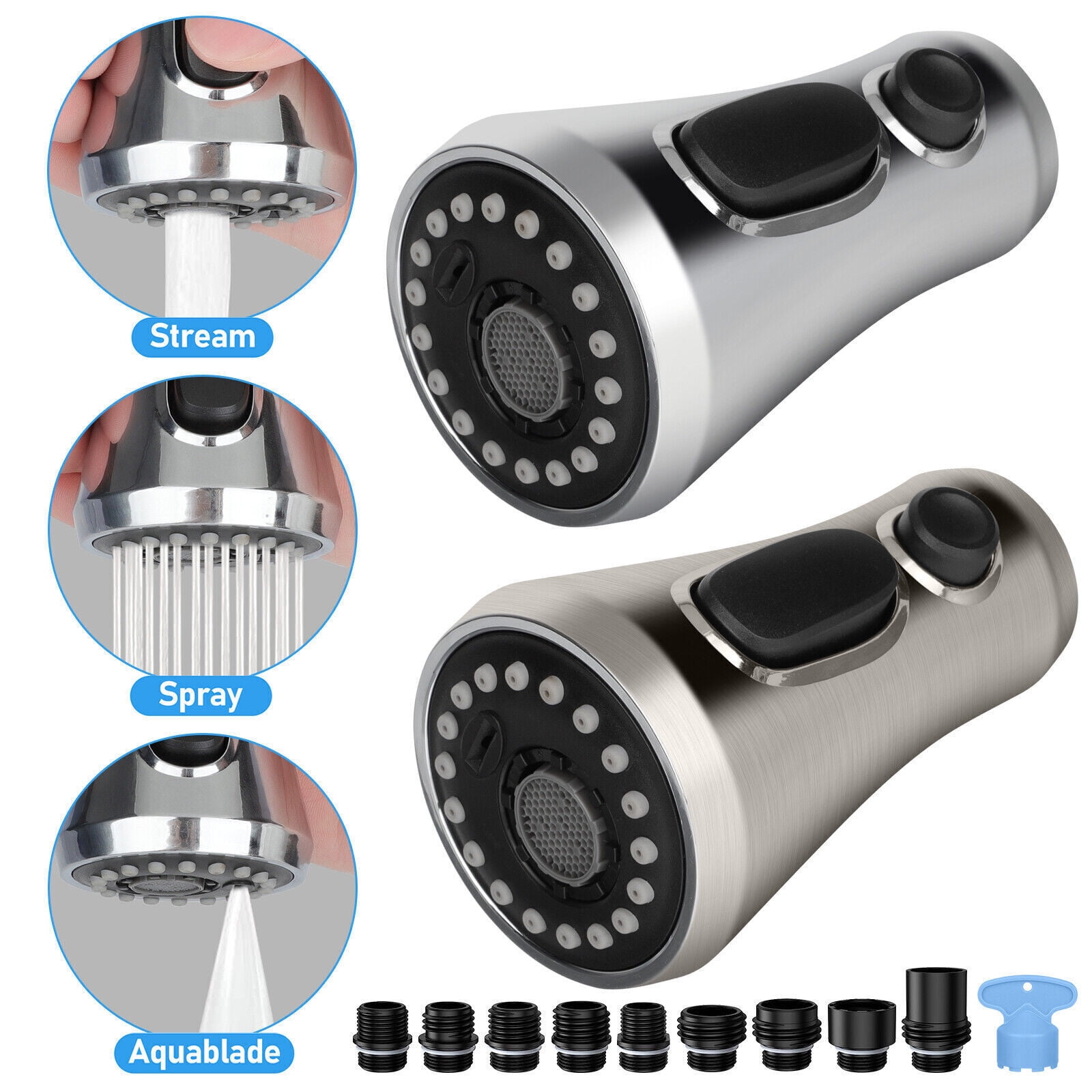 TASHHAR Kitchen Faucet Spray Head 3Mode Pull Down Sink Sprayer Nozzle