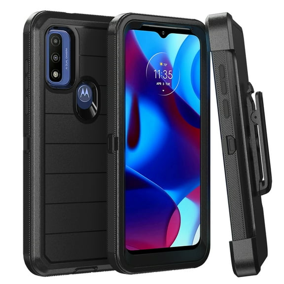 TASHHAR Moto G Play 2023 Case with Belt Clip Holster Military Grade Full Body Multilayer Drop Shock Protection Rugged Durable for Motorola G Play 2023/G Pure/G Power 2022 Phone - Black