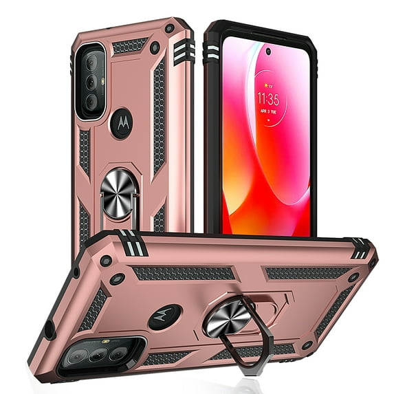 TASHHAR Moto G Play 2023 Case with Magnetic Ring Kickstand Military Grade Full Body Double Layer Rugged Durable Detachable for Motorola G Play 2023/G Pure/G Power 2022 Phone - Rose Gold