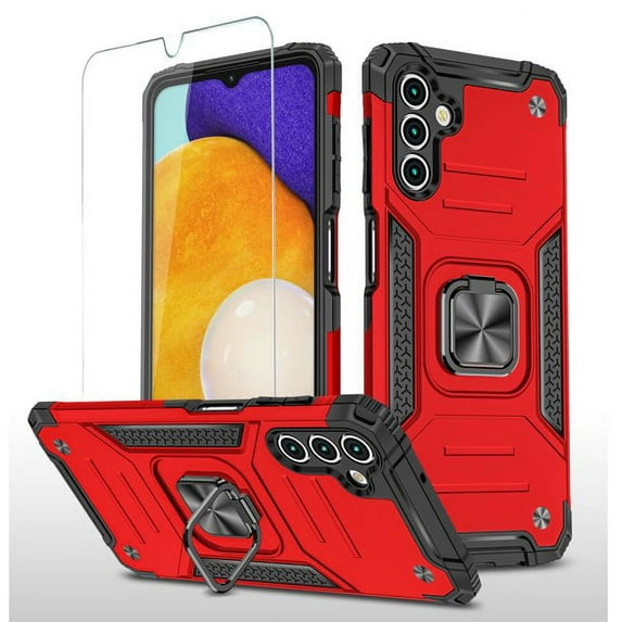 TASHHAR Moto G Play 2023 Case with Screen Protector and Magnetic Ring Kickstand Military Grade Double Layer Drop Protection Durable Detachable for Motorola G Play 2023 Phone - Red