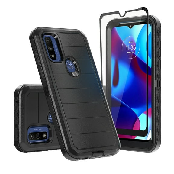 TASHHAR Moto G Play 2023 Case with Screen Protector Military Grade Full Body Multilayer Drop Shock Protection Rugged Durable for Motorola G Play 2023 Phone - Black