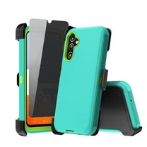 TASHHAR Moto G Play 2024 Case with Belt Clip Holster and Privacy Screen Protector Military Grade Protection 3 in 1 Shockproof Armor Rugged Durable for Motorola G Play 2024 Phone-Green Yellow