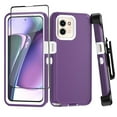 thumbnail image 1 of TASHHAR Moto G Play 2024 Case with Belt Clip Holster and Screen Protector Military Grade Protection 3 in 1 Shockproof Armor Rugged Durable for Motorola G Play 2024 Phone - Purple+White, 1 of 9