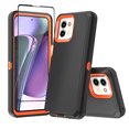 thumbnail image 1 of TASHHAR Moto G Play 2024 Case with Screen Protector Military Grade Heavy Duty Protection 3 in 1 Shockproof Armor Rugged Durable Detachable for Motorola G Play 2024 Phone - Black+Orange, 1 of 7