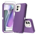 thumbnail image 1 of TASHHAR Moto G Play 2024 Case with Screen Protector Military Grade Heavy Duty Protection 3 in 1 Shockproof Armor Rugged Durable Detachable for Motorola G Play 2024 Phone - Purple+White, 1 of 7