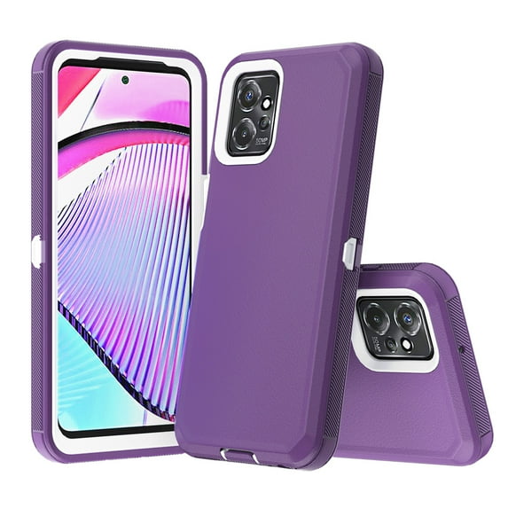 TASHHAR Moto G Power 5G 2023 Case Military Grade Heavy Duty 3 in 1 Shockproof Armor Rugged Durable for Motorola G Power 5G 2023 Phone - Purple+White
