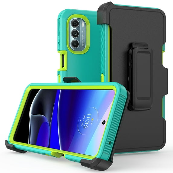 TASHHAR Moto G Stylus 5G 2022 Case with Belt Clip Holster Military Grade Heavy Duty Protection 3 in 1 Shockproof Armor Rugged Durable Detachable for Motorola Moto G Stylus 5G 2022 Phone - Green+Yellow