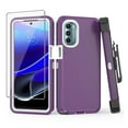 thumbnail image 1 of TASHHAR Moto G Stylus 5G 2022 Case with Screen Protector and Belt Clip Holster Military Grade Heavy Duty Protection Shockproof Armor Rugged Durable for Motorola G Stylus 5G 2022 Phone - Purple+White, 1 of 7