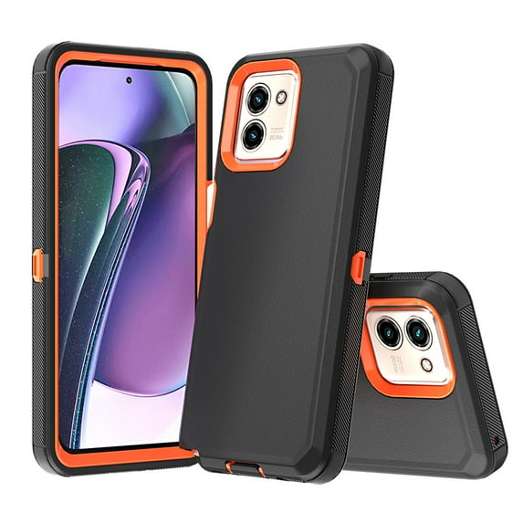 TASHHAR Moto G Stylus 5G 2023 Case Military Grade Heavy Duty 3 in 1 Shockproof Armor Rugged Durable for Motorola G Stylus 5G 2023 Phone - Black+Orange