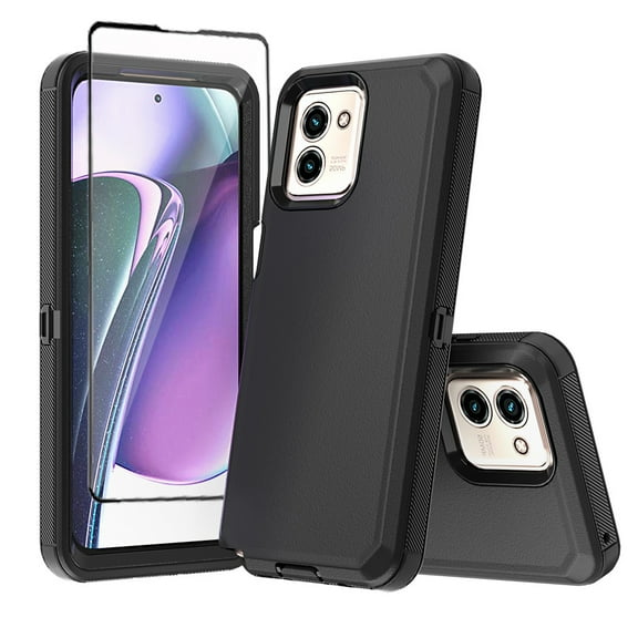 TASHHAR Moto G Stylus 5G 2023 Case with Screen Protector Military Grade Heavy Duty 3 in 1 Shockproof Armor Rugged Durable for Motorola G Stylus 5G 2023 Phone - Black