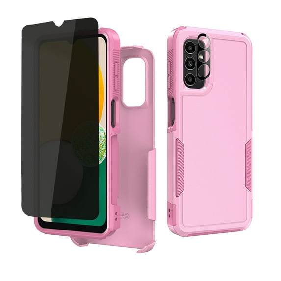 TASHHAR Samsung Galaxy A04S Case/A13 5G Case with Privacy Screen and Lens Protector Military Grade Double Layer Drop Resistant Durable for Galaxy A04S/A13 5G Phone - Pink
