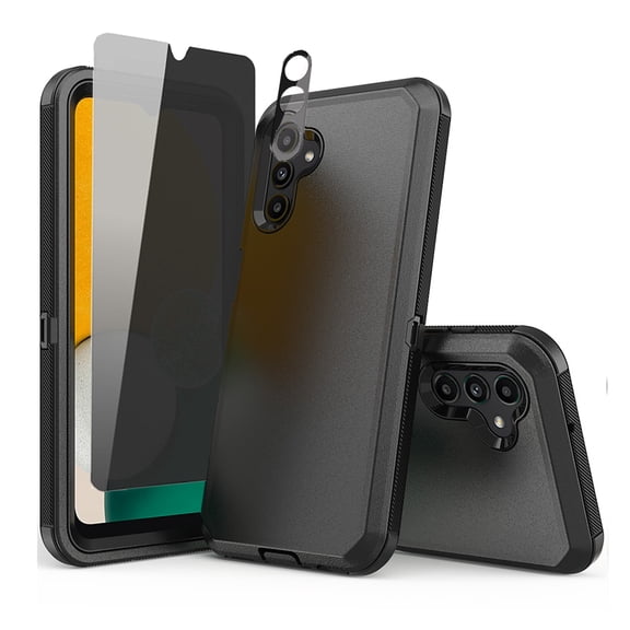 TASHHAR Samsung Galaxy A04S Case/A13 5G Case with Privacy Screen and Lens Protector Military Grade Heavy Duty Protection 3 in 1 Shockproof Armor Rugged Durable for Galaxy A04S/A13 5G Phone - Black