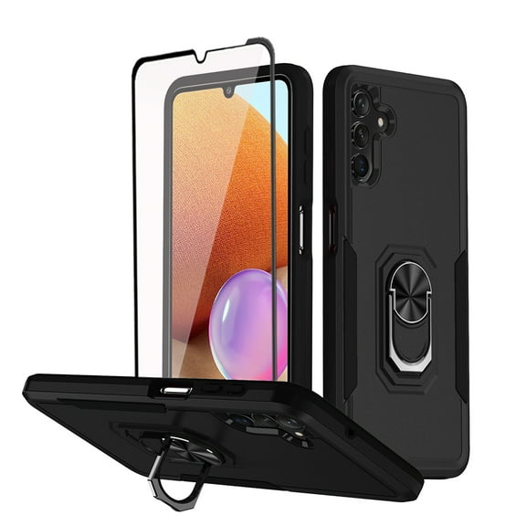TASHHAR Samsung Galaxy A04S Case/A13 5G Case with Screen and Lens Protector Magnetic Ring Kickstand Military Grade Double Layer Drop Protection Rugged Detachable for Galaxy A04S/A13 5G Phone - Black