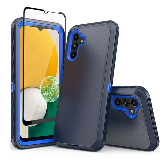 TASHHAR Samsung Galaxy A04S Case/A13 5G Case with Screen Protector Military Grade Heavy Duty Protection 3 in 1 Shockproof Armor Rugged Durable for Galaxy A04S/A13 5G Phone - Dark Blue+Blue