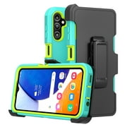 TASHHAR Samsung Galaxy A14 5G Case with Belt Clip Holster Military Grade Heavy Duty Protection 3 in 1 Shockproof Armor Rugged Durable for Galaxy A14 5G Phone - Green+Yellow