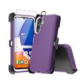 thumbnail image 1 of TASHHAR Samsung Galaxy A14 5G Case with Belt Clip Holster and Screen and Lens Protector Military Grade Heavy Duty 3 in 1 Shockproof Armor Rugged Durable for Galaxy A14 5G Phone - Purple+White, 1 of 8