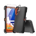 thumbnail image 1 of TASHHAR Samsung Galaxy A14 5G Case with Belt Clip Holster and Screen and Lens Protector Military Grade Heavy Duty 3 in 1 Shockproof Armor Rugged Durable for Galaxy A14 5G Phone - Black+Orange, 1 of 8