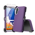 thumbnail image 1 of TASHHAR Samsung Galaxy A14 5G Case with Belt Clip Holster and Screen Protector Military Grade Heavy Duty Protection 3 in 1 Shockproof Armor Rugged Durable for Galaxy A14 5G Phone - Purple+White, 1 of 8