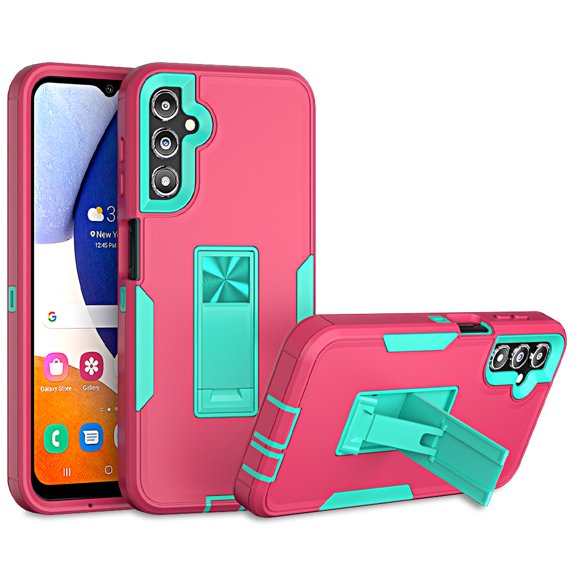 TASHHAR Samsung Galaxy A14 5G Case with Magnetic Car Mount Kickstand Military Grade Full Body Double Layer Drop Protection Rugged Durable for Galaxy A14 5G Phone - Rose Red&Green