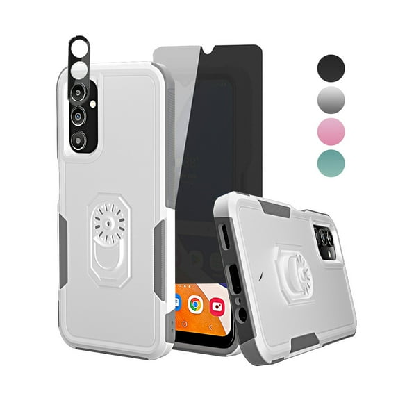 TASHHAR Samsung Galaxy A14 5G Case with Privacy Screen and Lens Protector Military Grade Double Layer Drop Resistant Durable for Galaxy A14 5G Phone - White Grey