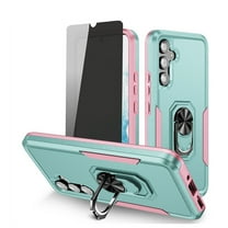 TASHHAR Samsung Galaxy A14 5G Case with Privacy Screen Protector and Magnetic Ring Kickstand Military Grade Double Layer Drop Protection Rugged for Galaxy A14 5G Phone - Teal Pink