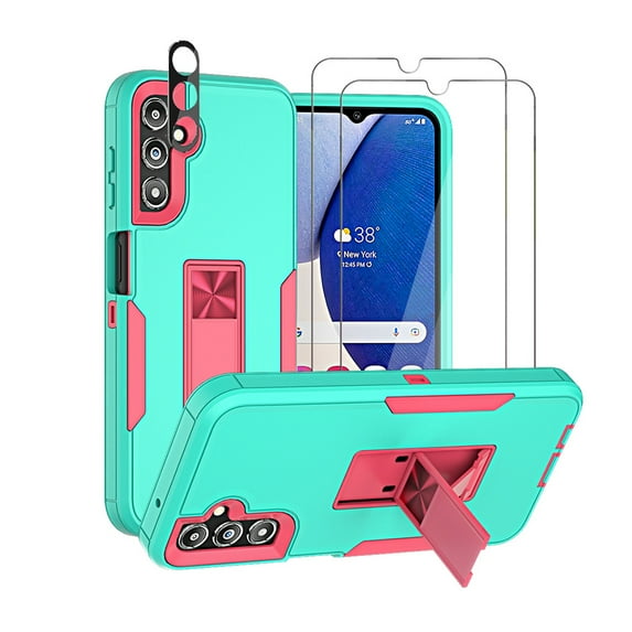 TASHHAR Samsung Galaxy A14 5G Case with Screen and Lens Protector and Magnetic Car Mount Kickstand Military Grade Full Body Double Layer Rugged Durable for Galaxy A14 5G Phone - Green&Rose Red