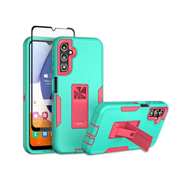 TASHHAR Samsung Galaxy A14 5G Case with Screen Protector and Magnetic Car Mount Kickstand Military Grade Full Body Double Layer Drop Protection Rugged Durable for Galaxy A14 5G Phone - Green&Rose Red
