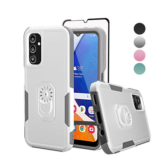 TASHHAR Samsung Galaxy A14 5G Case with Screen Protector Military Grade Double Layer Drop Resistant Durable for Galaxy A14 5G Phone - White Grey