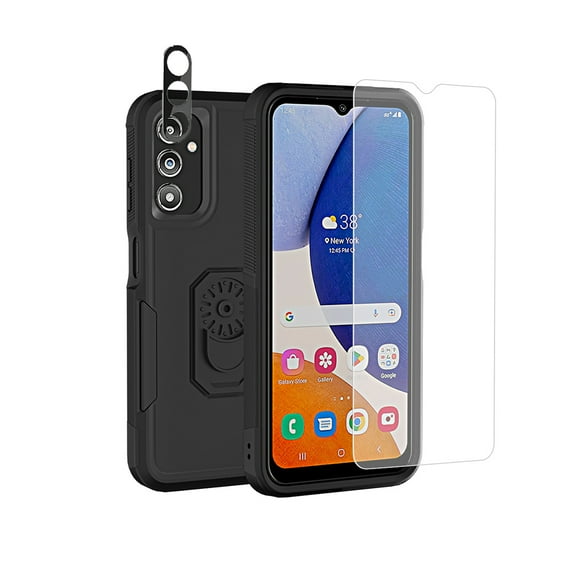 TASHHAR Samsung Galaxy A14 5G Case with Screen and Lens Protector Military Grade Double Layer Drop Resistant Durable for Galaxy A14 5G Phone - Black