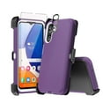 thumbnail image 1 of TASHHAR Samsung Galaxy A15 5G Case with Belt Clip Holster Screen and Lens Protector Military Grade Heavy Duty Protection 3 in 1 Shockproof Armor Rugged Durable for Galaxy A15 5G Phone - Purple+White, 1 of 7