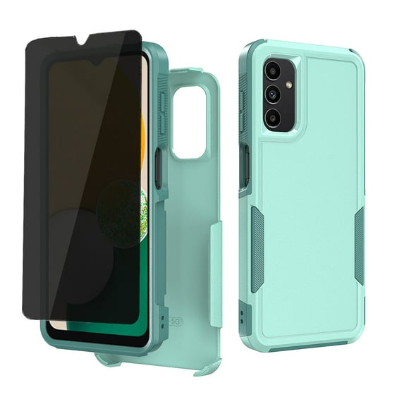 TASHHAR Samsung Galaxy A15 5G Case with Privacy Screen Protector Military Grade Double Layer Drop Resistant Durable for Galaxy A15 5G Phone - Light Green