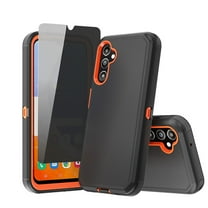 TASHHAR Samsung Galaxy A15 5G Case with Privacy Screen Protector Military Grade Heavy Duty Protection 3 in 1 Shockproof Armor Rugged Durable for Galaxy A15 5G Phone - Black Orange