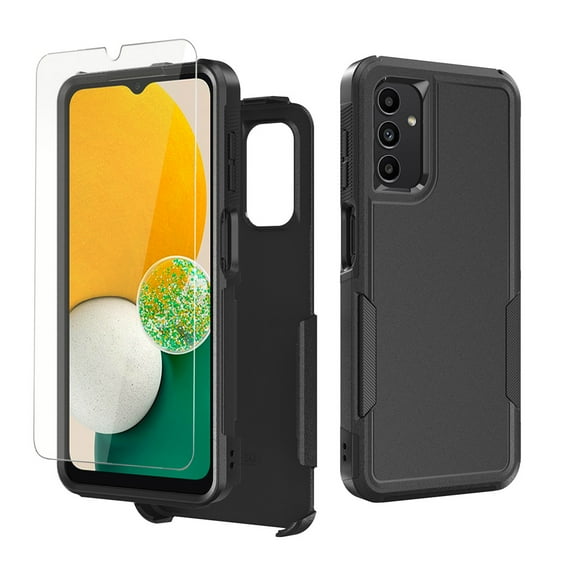 TASHHAR Samsung Galaxy A15 5G Case with Screen Protector Military Grade Double Layer Drop Resistant Durable for Galaxy A15 5G Phone - Black