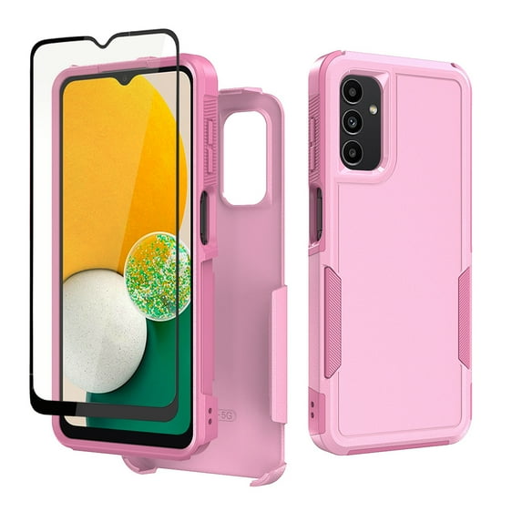 TASHHAR Samsung Galaxy A15 5G Case with Screen Protector Military Grade Double Layer Drop Resistant Durable for Galaxy A15 5G Phone - Pink